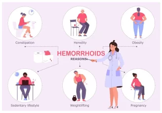 flat-infographic-showing-reasons-hemorrhoid-disease-with-female-doctor-holding-pointer-vector-illustration_1284-84662